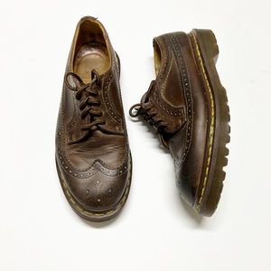 Dr Marten Mens Vintage Brown Leather Wingtip Oxford Lace Up Shoes Sz 7